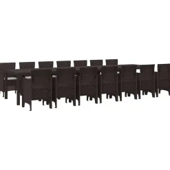 VIDAXL - Ensemble de salle à manger pour jardin 15 pcs marron