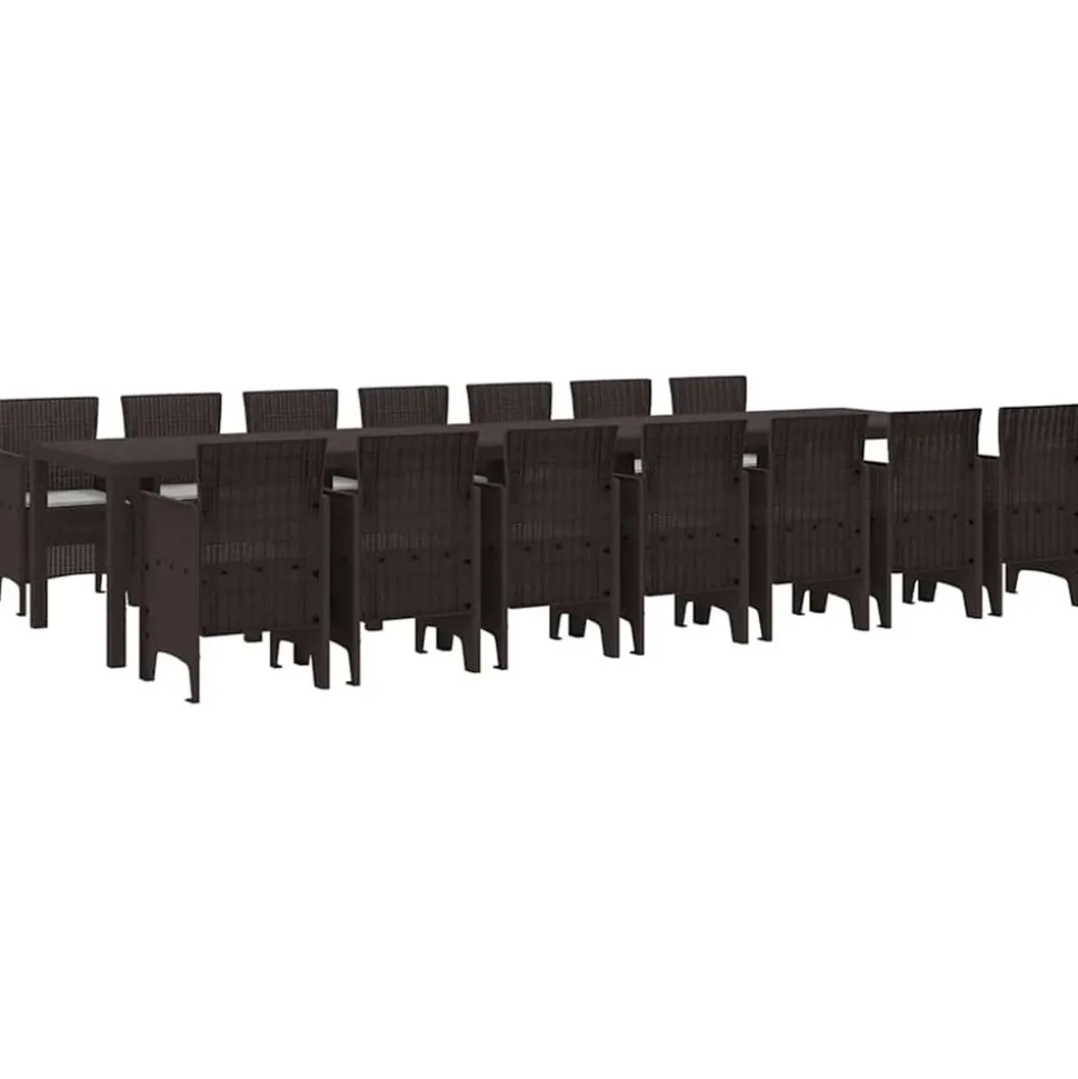 VIDAXL - Ensemble de salle à manger pour jardin 15 pcs marron