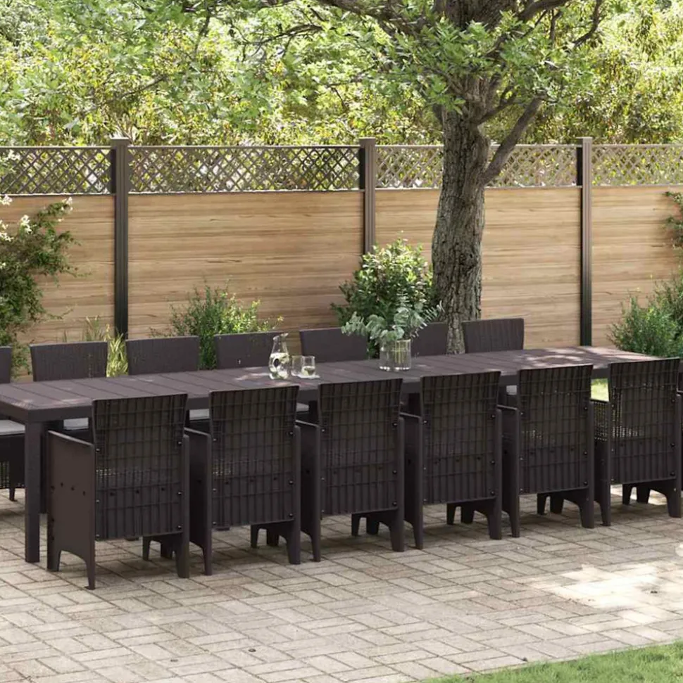 VIDAXL - Ensemble de salle à manger pour jardin 15 pcs marron