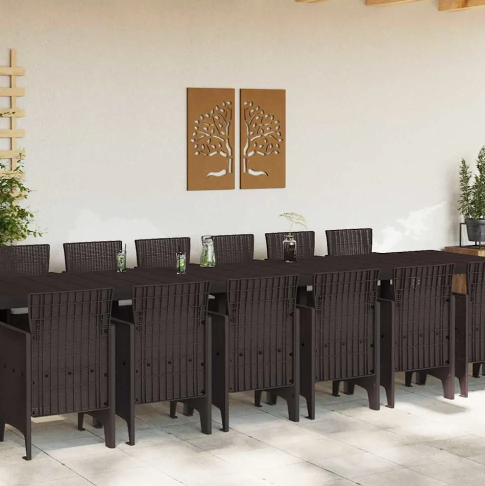 VIDAXL - Ensemble de salle à manger pour jardin 15 pcs marron
