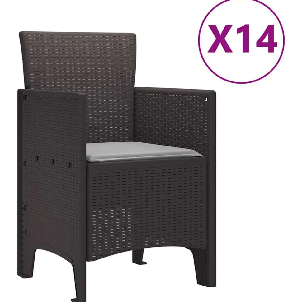 VIDAXL - Ensemble de salle à manger pour jardin 15 pcs marron