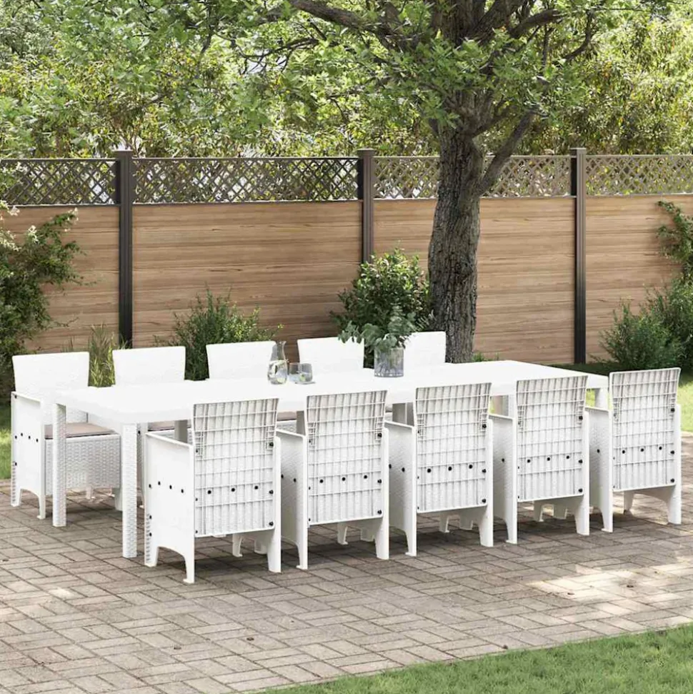 VIDAXL - Ensemble de salle à manger pour jardin 11 pcs blanc et taupe