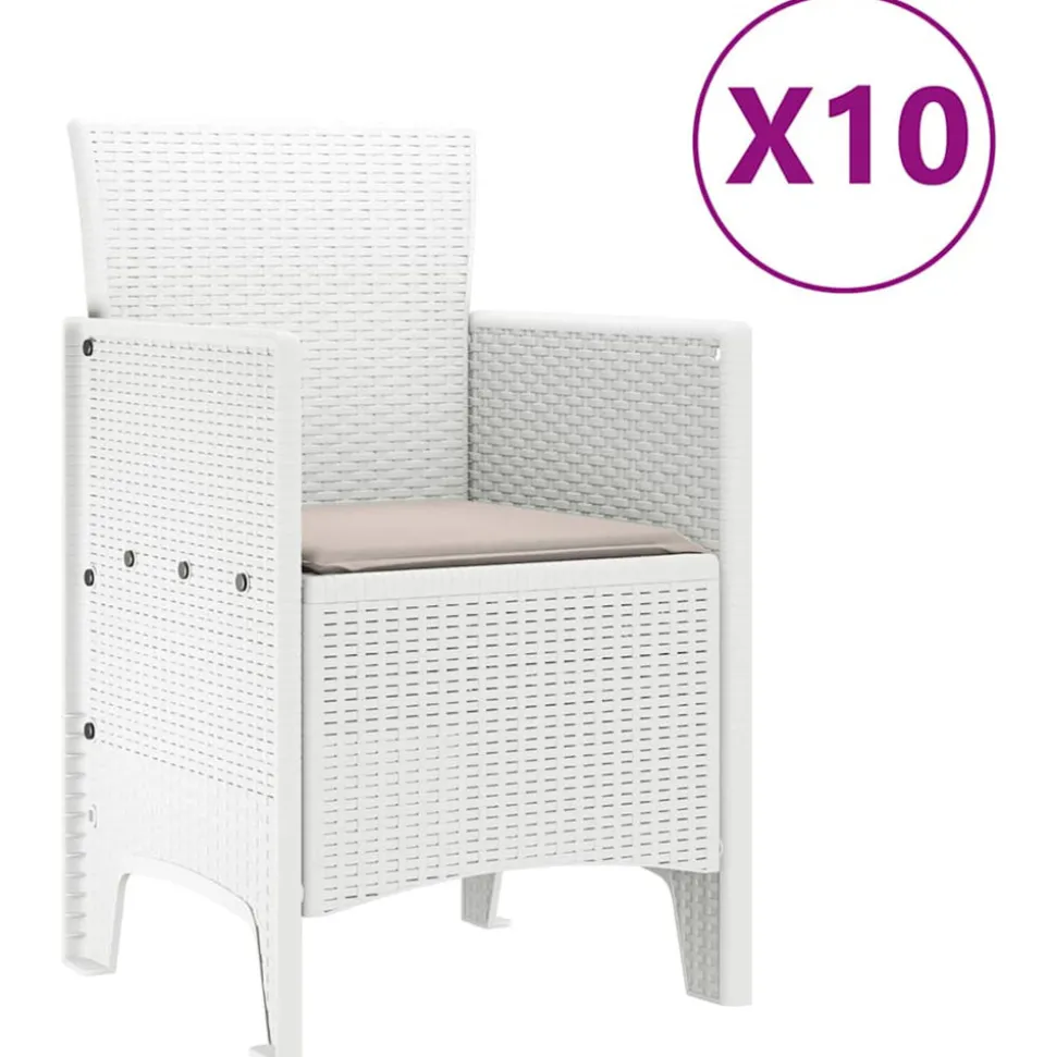 VIDAXL - Ensemble de salle à manger pour jardin 11 pcs blanc et taupe