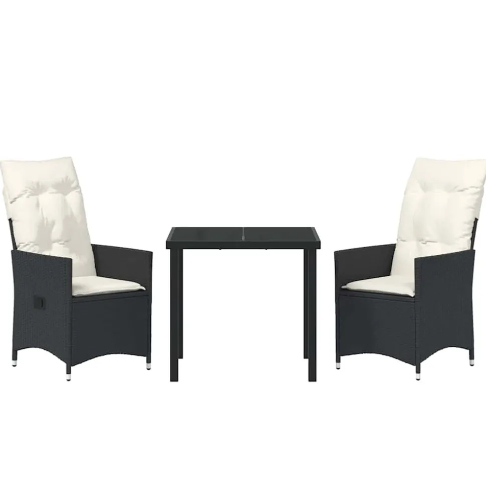 VIDAXL - Ensemble de salle à manger pour jardin 3 pcs noir poly rotin