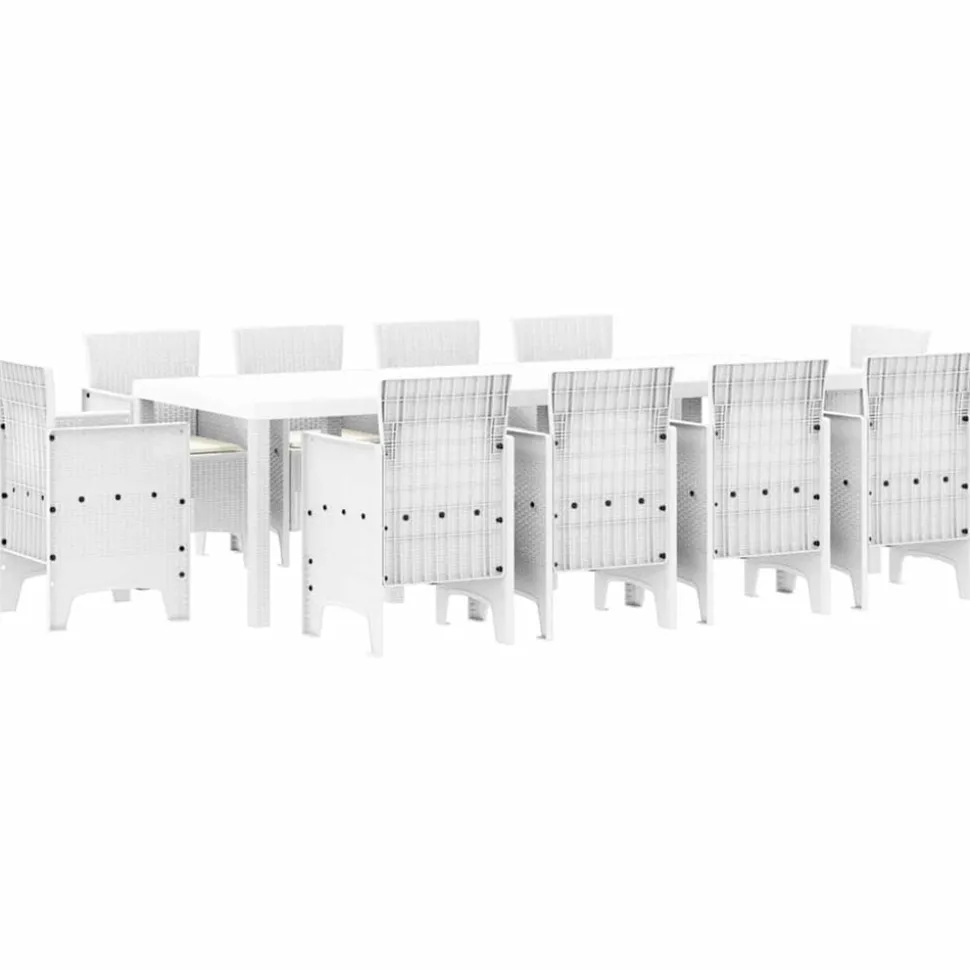 VIDAXL - Ensemble de salle à manger pour jardin 11 pcs blanc rattan polt