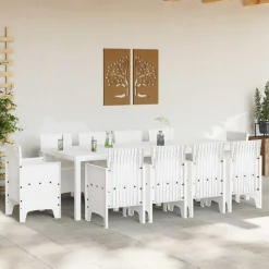 VIDAXL - Ensemble de salle à manger pour jardin 11 pcs blanc rattan polt