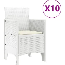 VIDAXL - Ensemble de salle à manger pour jardin 11 pcs blanc rattan polt