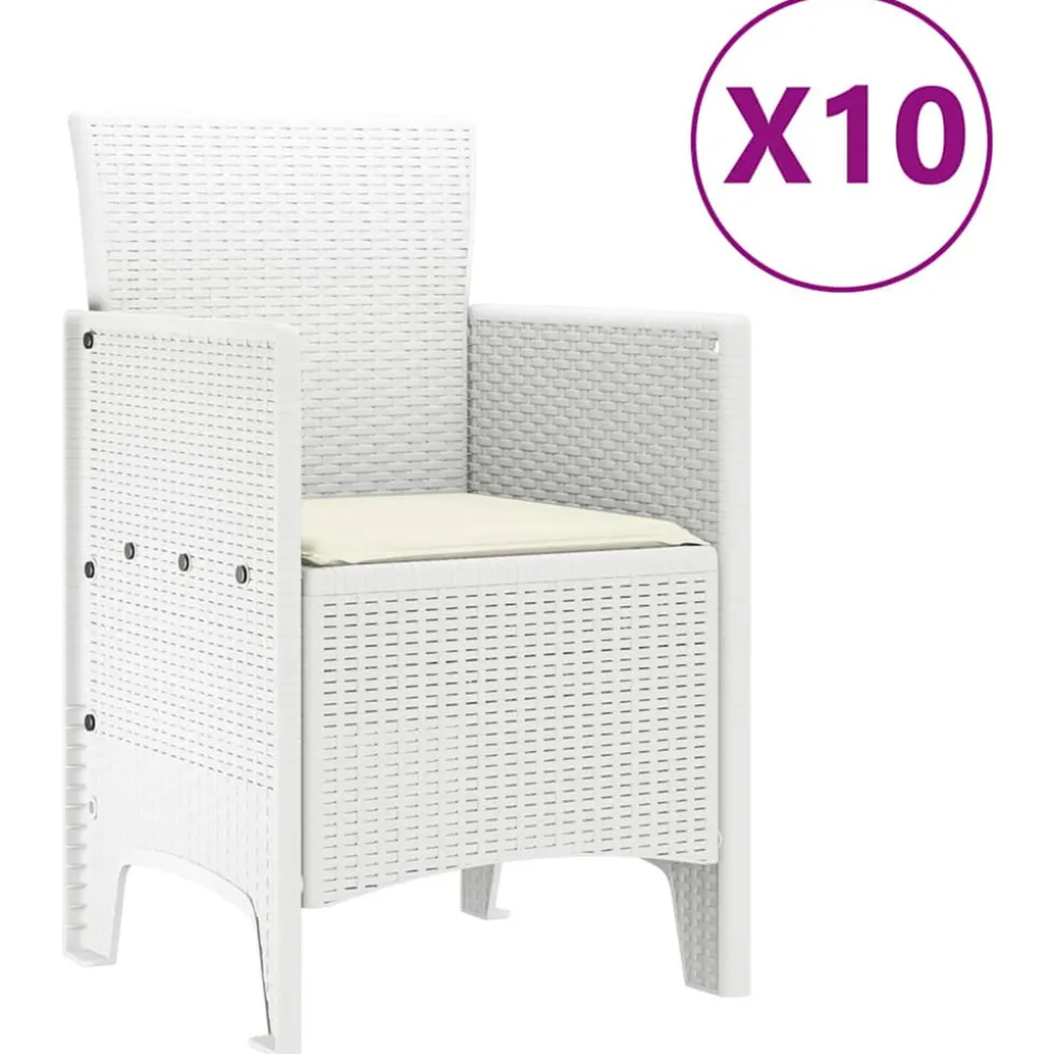 VIDAXL - Ensemble de salle à manger pour jardin 11 pcs blanc rattan polt