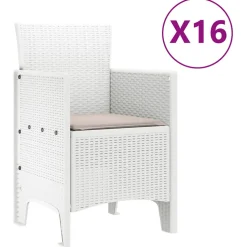 VIDAXL - Ensemble de salle à manger pour jardin 17 pcs blanc rattan polt