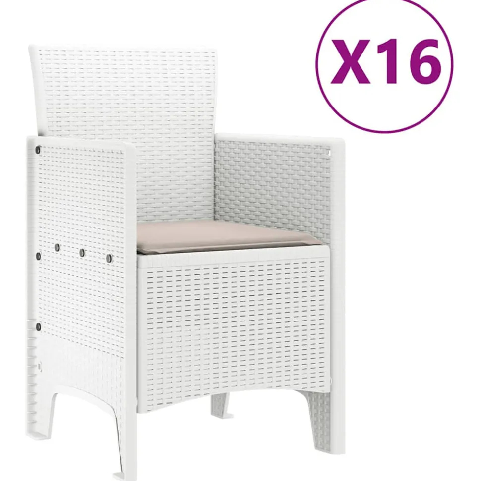 VIDAXL - Ensemble de salle à manger pour jardin 17 pcs blanc rattan polt