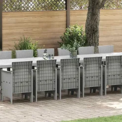 VIDAXL - Ensemble de salle à manger pour jardin 17 pcs gris clair
