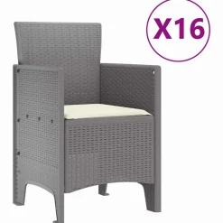 VIDAXL - Ensemble de salle à manger pour jardin 17 pcs gris clair