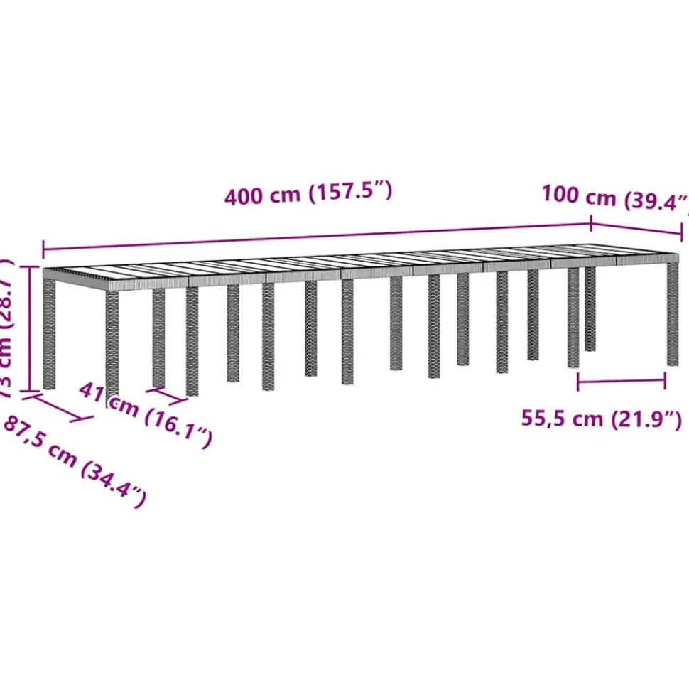 VIDAXL - Ensemble de salle à manger pour jardin 17 pcs gris clair