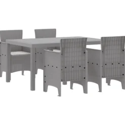 VIDAXL - Ensemble de salle à manger de jardin 5 pièces avec coussins gris clair poly rotin