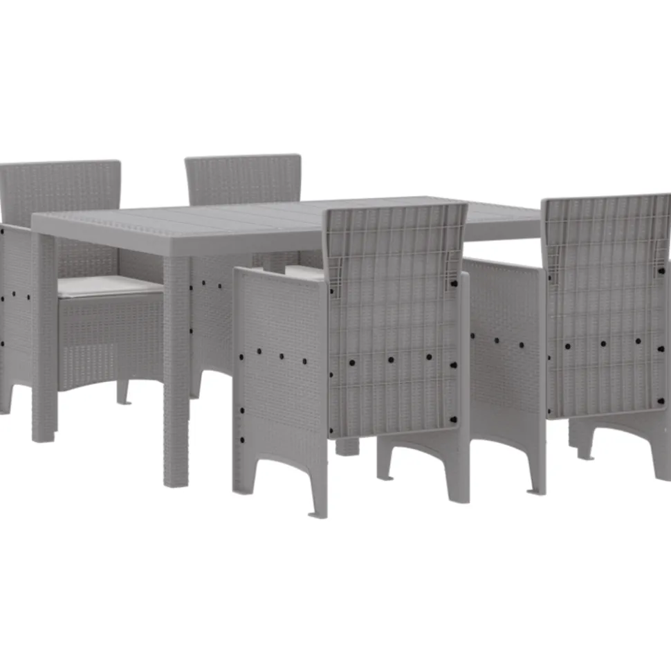 VIDAXL - Ensemble de salle à manger de jardin 5 pièces avec coussins gris clair poly rotin