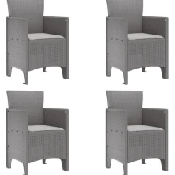 VIDAXL - Ensemble de salle à manger de jardin 5 pièces avec coussins gris clair poly rotin