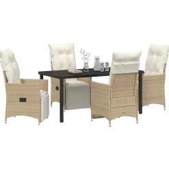 VIDAXL - Ensemble de salle à manger pour jardin 5 pcs beige poly rotin