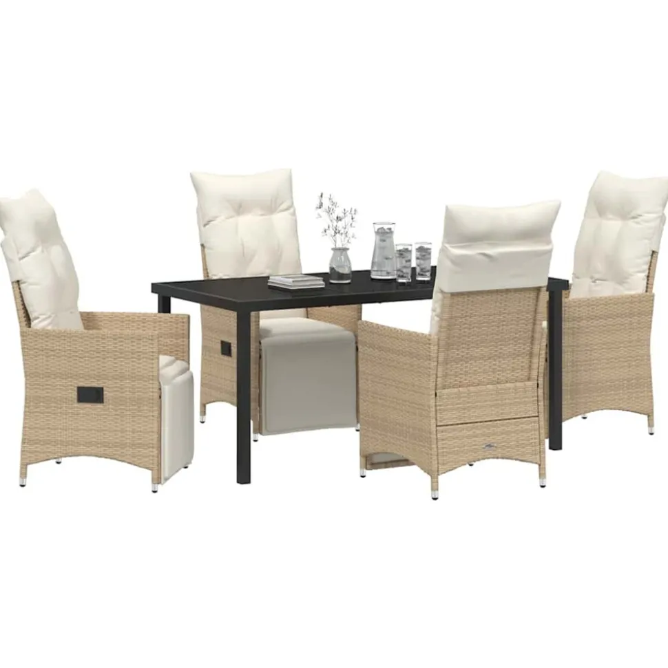 VIDAXL - Ensemble de salle à manger pour jardin 5 pcs beige poly rotin