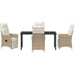 VIDAXL - Ensemble de salle à manger pour jardin 5 pcs beige poly rotin
