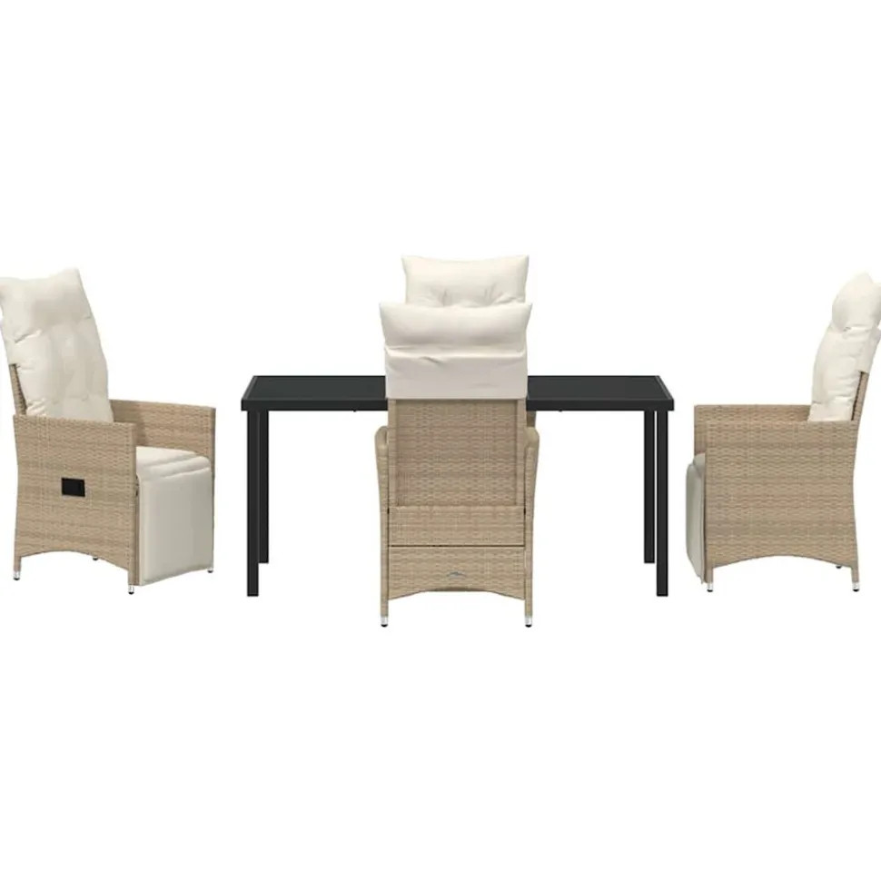 VIDAXL - Ensemble de salle à manger pour jardin 5 pcs beige poly rotin