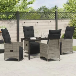 VIDAXL - Ensemble de salle à manger pour jardin 5 pcs gris poly rotin