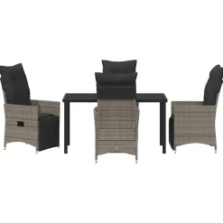 VIDAXL - Ensemble de salle à manger pour jardin 5 pcs gris poly rotin