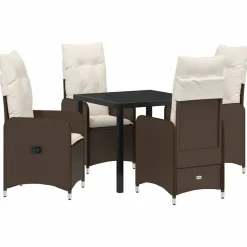 VIDAXL - Ensemble de salle à manger pour jardin 5 pcs marron poly rotin