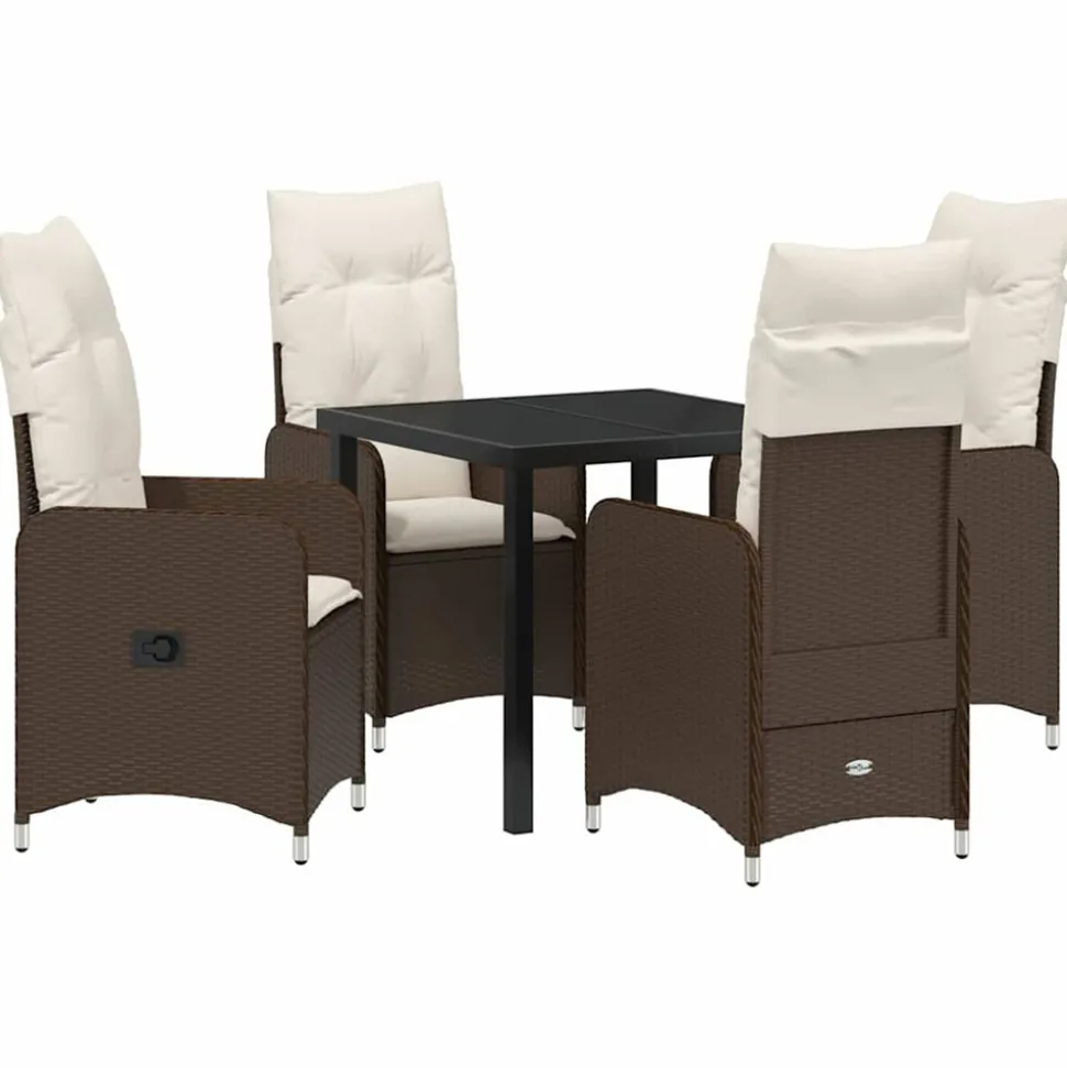 VIDAXL - Ensemble de salle à manger pour jardin 5 pcs marron poly rotin