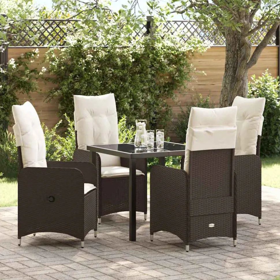 VIDAXL - Ensemble de salle à manger pour jardin 5 pcs marron poly rotin