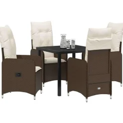 VIDAXL - Ensemble de salle à manger pour jardin 5 pcs marron poly rotin