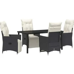 VIDAXL - Ensemble de salle à manger pour jardin 5 pcs noir poly rotin