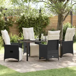 VIDAXL - Ensemble de salle à manger pour jardin 5 pcs noir poly rotin