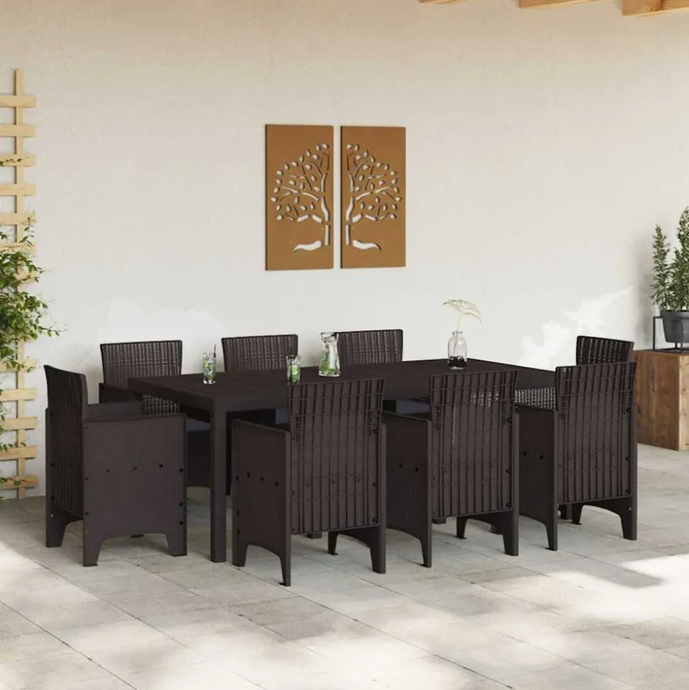 VIDAXL - Ensemble de salle à manger pour jardin 9 pcs marron rattan polt