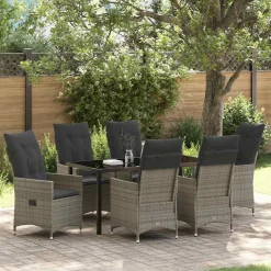 VIDAXL - Ensemble de salle à manger pour jardin 7 pcs gris poly rotin