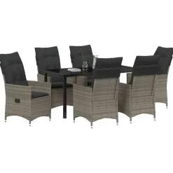 VIDAXL - Ensemble de salle à manger pour jardin 7 pcs gris poly rotin