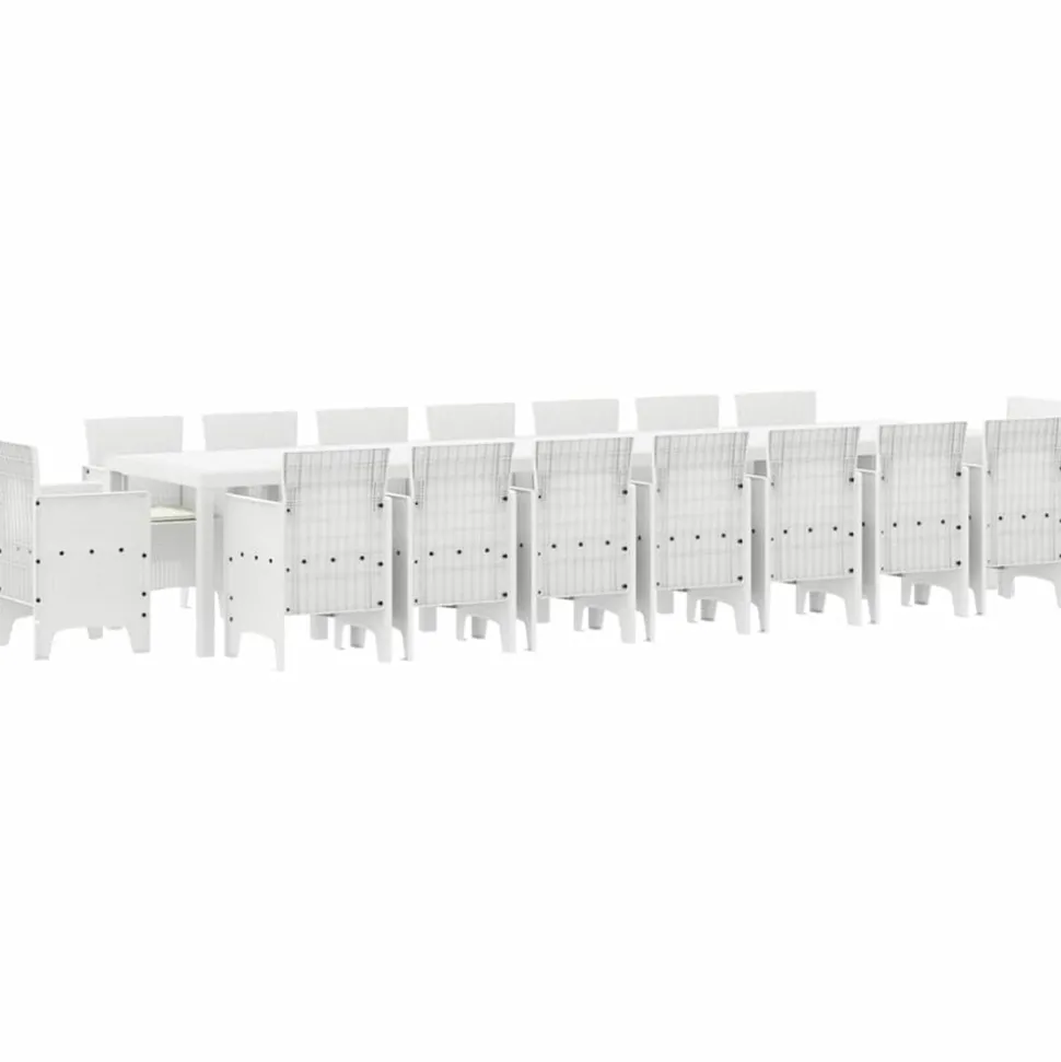 VIDAXL - Ensemble de salle à manger pour jardin 17 pcs blanc rattan polt