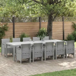 VIDAXL - Ensemble de salle à manger pour jardin 11 pcs gris clair