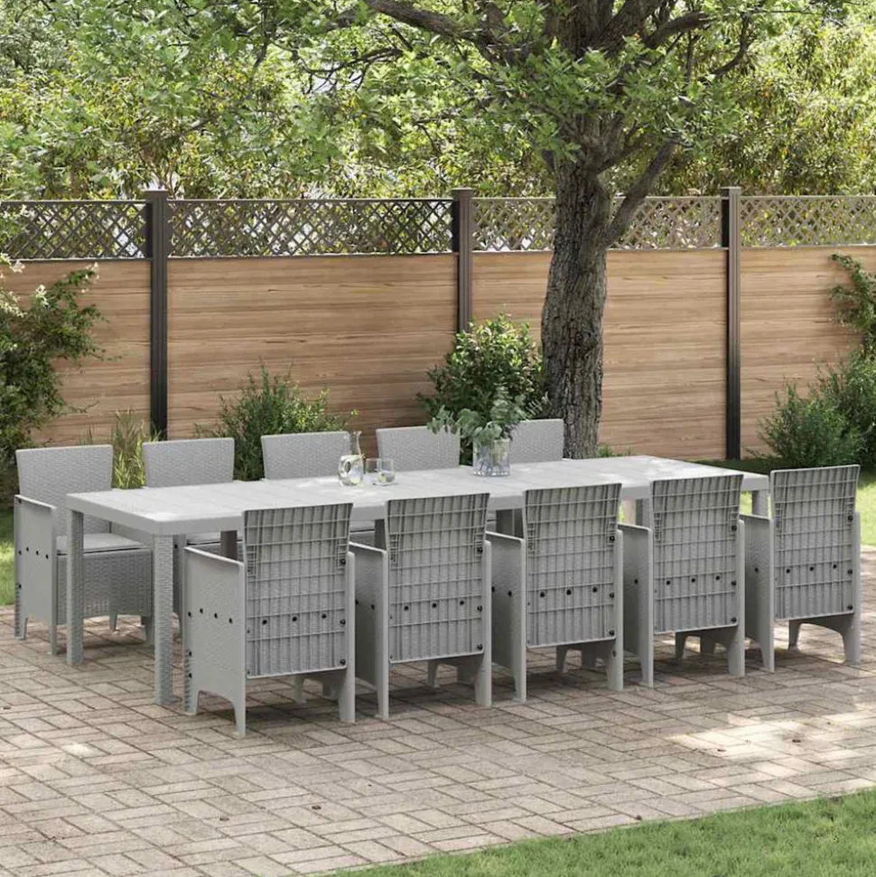 VIDAXL - Ensemble de salle à manger pour jardin 11 pcs gris clair