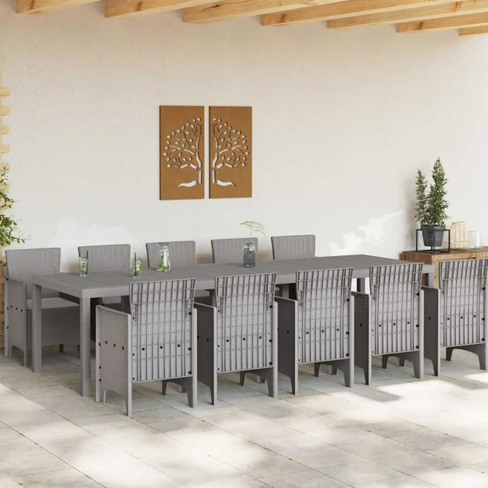 VIDAXL - Ensemble de salle à manger pour jardin 11 pcs gris clair
