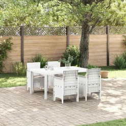 VIDAXL - Ensemble de salle à manger pour jardin 5 pcs blanc rattan polt