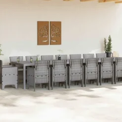 VIDAXL - Ensemble de salle à manger pour jardin 17 pcs gris clair
