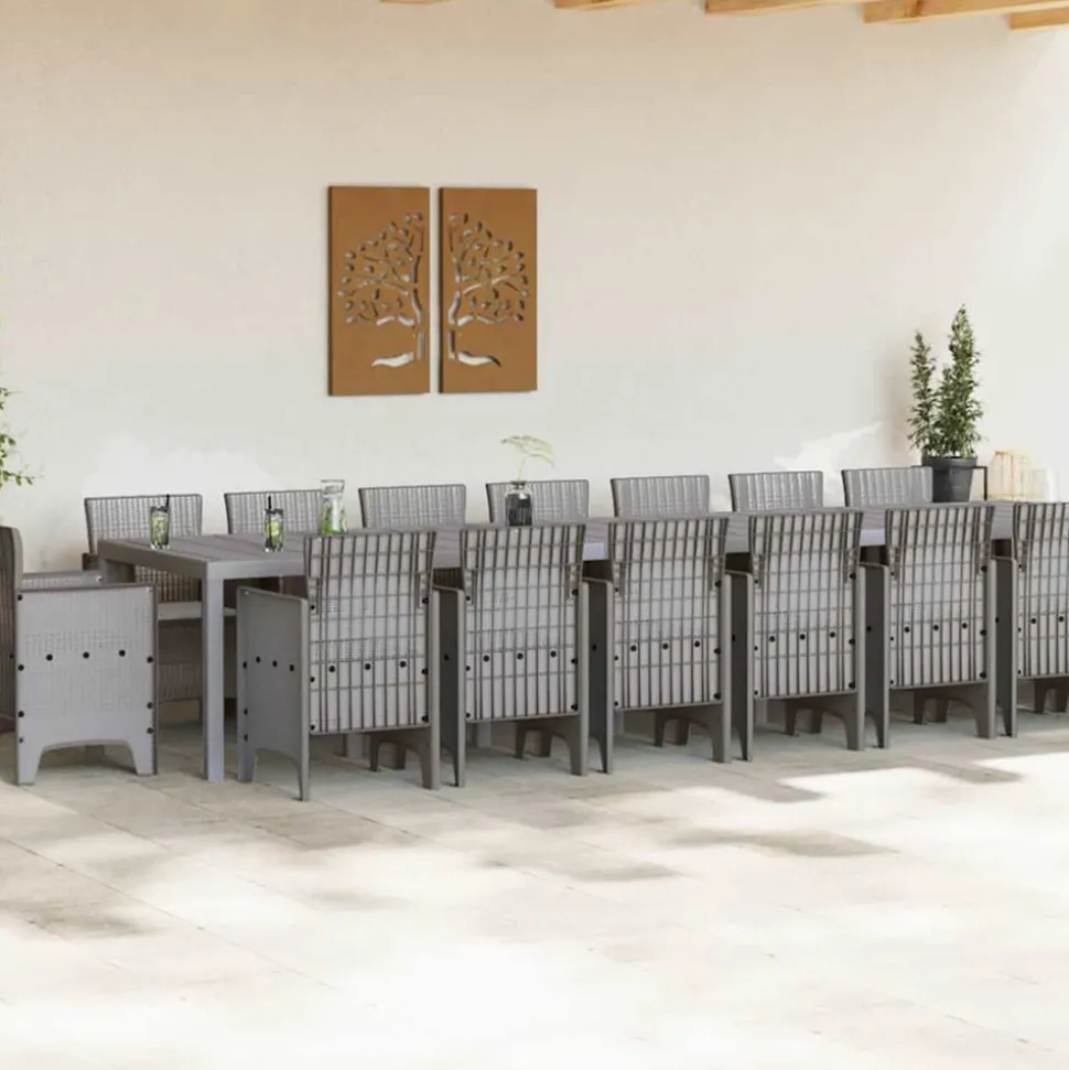 VIDAXL - Ensemble de salle à manger pour jardin 17 pcs gris clair