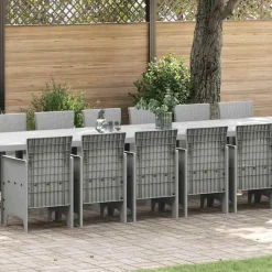 VIDAXL - Ensemble de salle à manger pour jardin 17 pcs gris clair