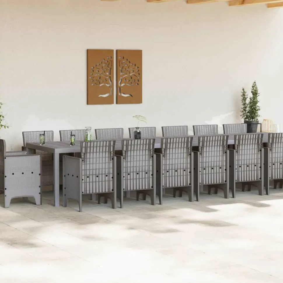VIDAXL - Ensemble de salle à manger pour jardin 17 pcs gris clair