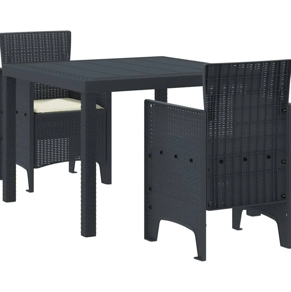 VIDAXL - Ensemble de salle à manger pour jardin 3 pcs anthracite