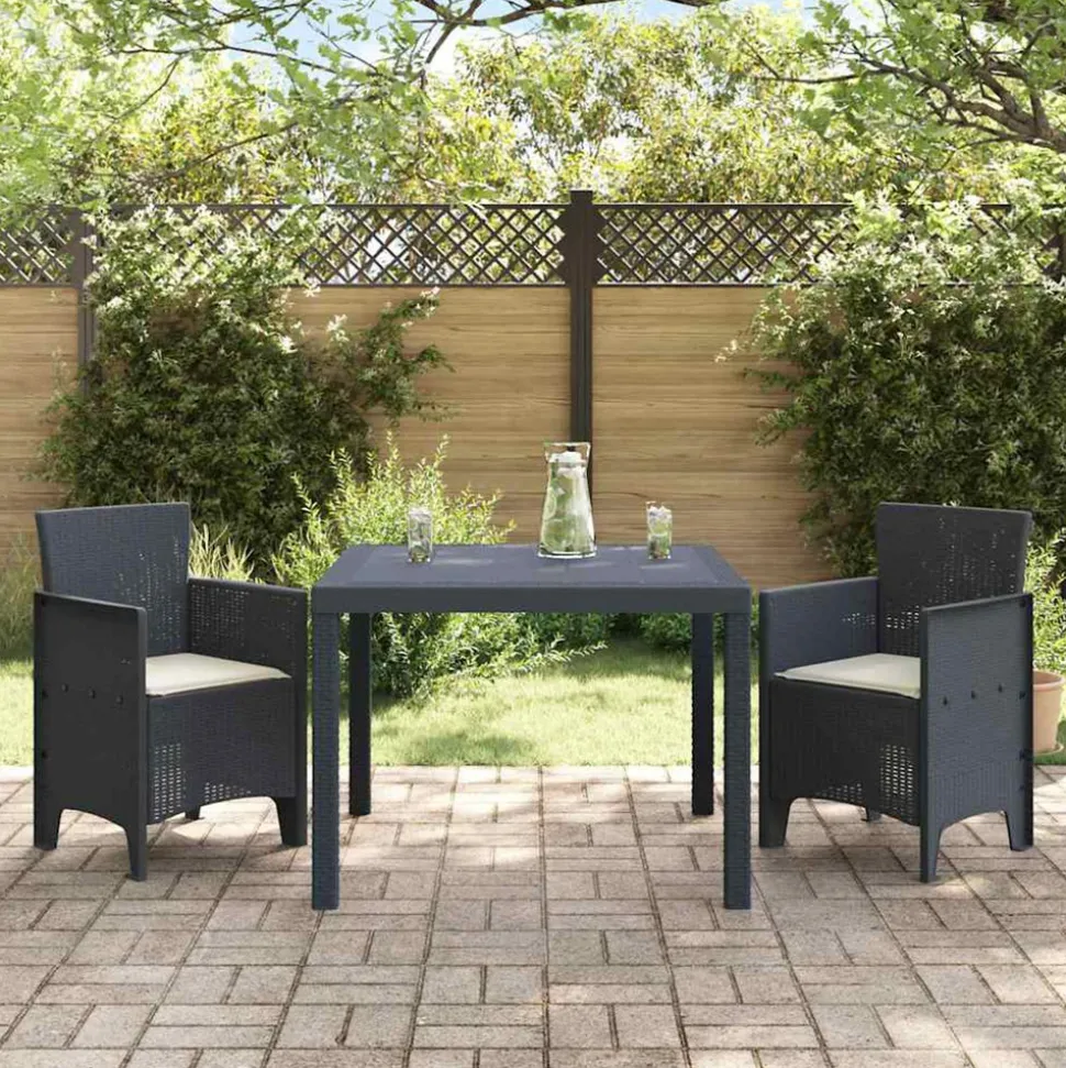 VIDAXL - Ensemble de salle à manger pour jardin 3 pcs anthracite