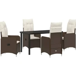 VIDAXL - Ensemble de salle à manger pour jardin 5 pcs marron poly rotin