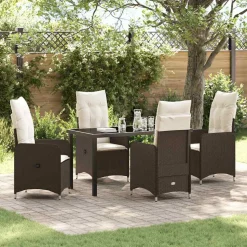 VIDAXL - Ensemble de salle à manger pour jardin 5 pcs marron poly rotin