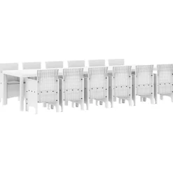 VIDAXL - Ensemble de salle à manger pour jardin 13 pcs blanc rattan polt