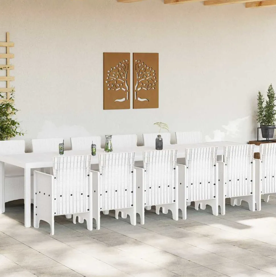 VIDAXL - Ensemble de salle à manger pour jardin 13 pcs blanc rattan polt
